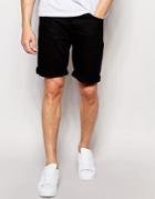 Pull & Bear Denim Shorts In Black - Black