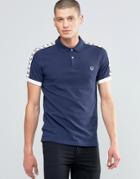 Fred Perry Polo Shirt With Sleeve Taped Sleeves In Carbon Blue - Blue