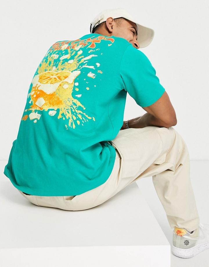 Pull & Bear Graphic Fruit Back Print T-shirt In Green