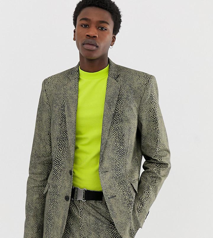Collusion Suit Jacket In Animal Print - Black