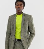 Collusion Suit Jacket In Animal Print - Black