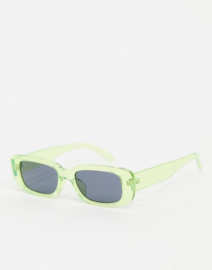 Pieces Perspex Retro Square Sunglasses In Green