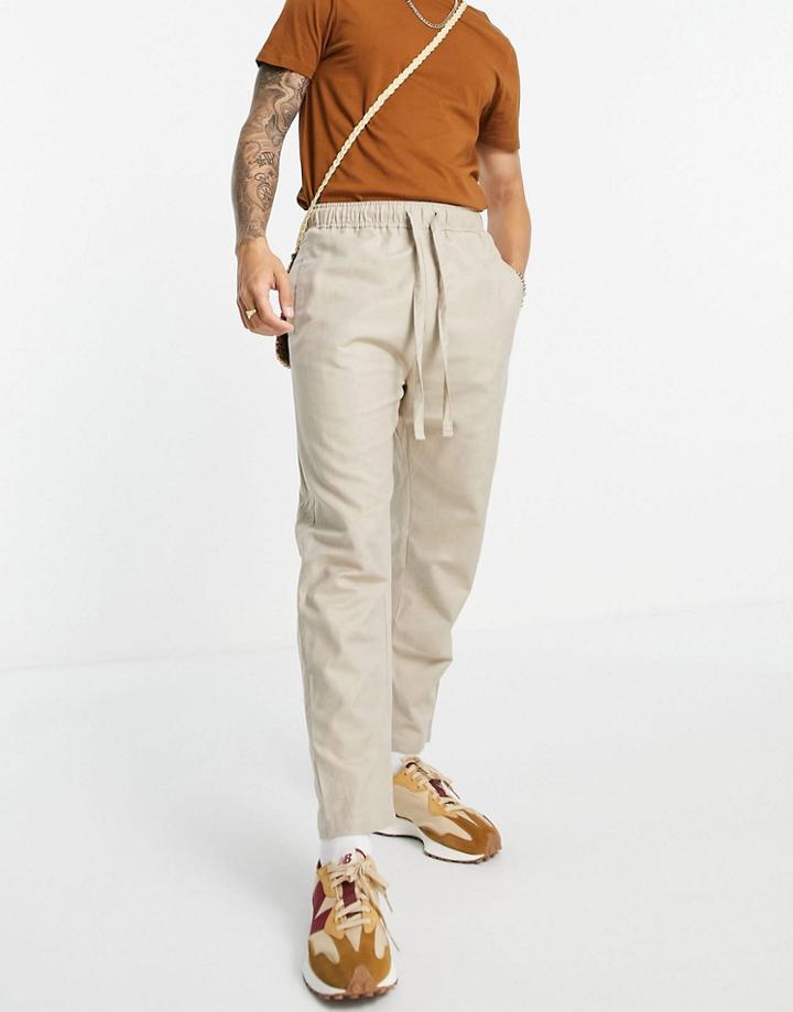 Bershka Loose Fit Lightweight Pants In Stone-grey