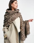 Asos Design Chain Jacquard Woven Scarf In Brown