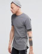 Asos Longline Muscle T-shirt In Waffle With Side Zips In Gray - Smokey Gray