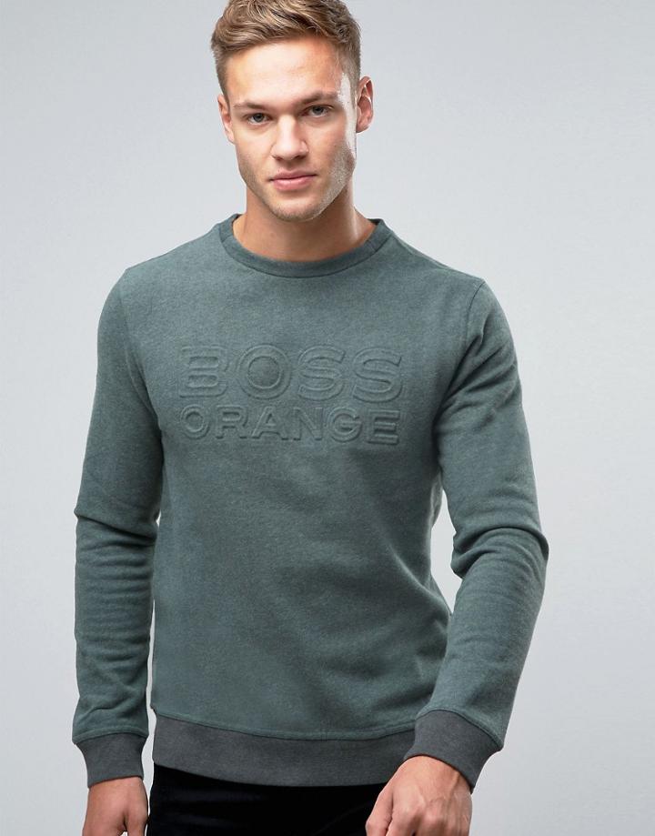 Boss Orange Woorth Crew Sweatshirt Emboss Logo - Green