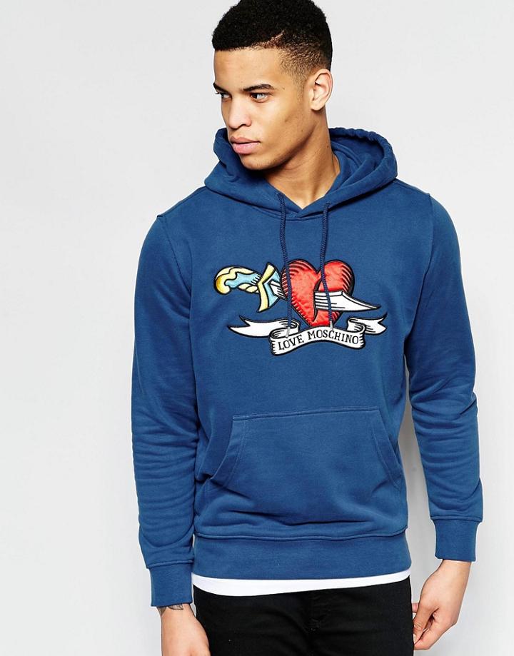 Love Moschino Embriodered Tattoo Sweater - Blue
