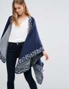 Jayley Animal Trim Cape - Navy