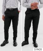Asos Design 2 Pack Skinny Pants In Black Save
