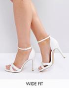 New Look Wide Fit Satin Ankle Strap Heeled Sandal - White