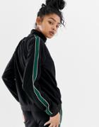 Blend She Candon Sports Tripe Track Top With Cirlcle Zip Puller - Black