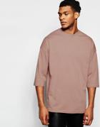 Asos Oversized 3/4 Sleeve T-shirt In Pink - Pink