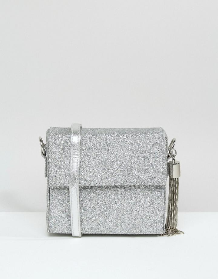 New Look Glitter Box Crossbody Bag - Silver