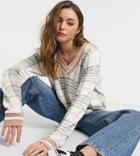 Rokoko Oversized V-neck Sweater In Plaid Knit-multi