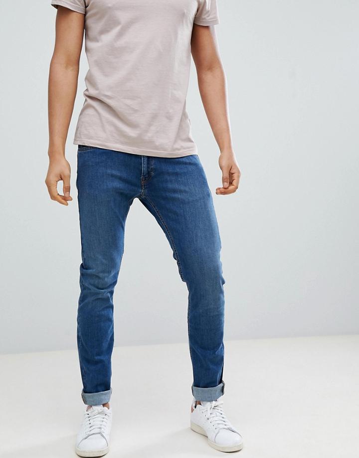 Lee Jeans Luke Skinny Jeans In Mid Used Blue - Blue