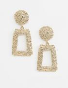 Asos Design Earrings In Square Shape In Gold - Gold