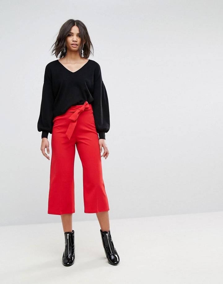 Miss Selfridge Tie Waist Cropped Leg Pant - Multi