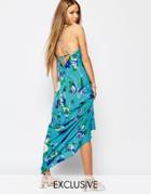Reclaimed Vintage Tie Back Cami Maxi Dress In Floral Print - Blue