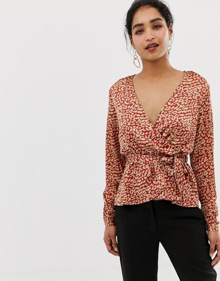 Vila Leopard Satin Blouse - Multi