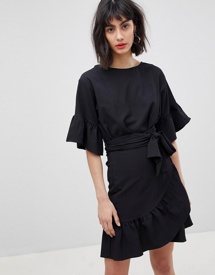 Vero Moda Faux Wrap Dress - Black