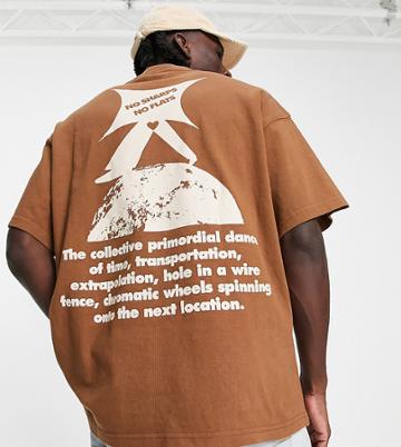 Deus Ex Machina Walk On Backprint Heavyweight T-shirt In Brown Exclusive To Asos