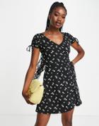 Hollister Floral Wrap Dress In Black