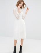 First & I Embroidered Lace Midi Dress - Pristine