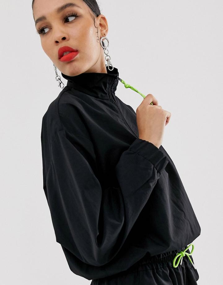 Asos Design Over The Head Track Jacket-black