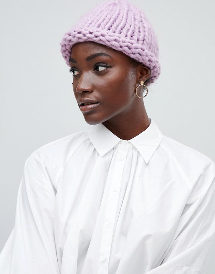 Vero Moda Knitted Beanie Hat - Purple