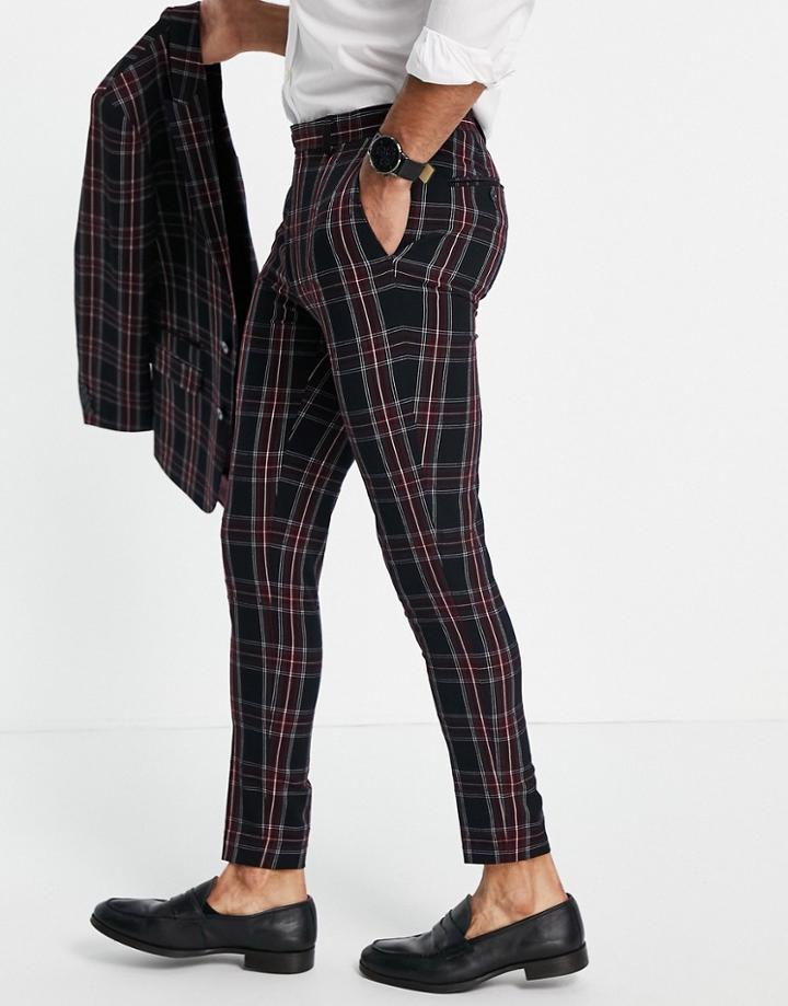 Asos Design Super Skinny Suit Pants With Tartan Plaid In Black