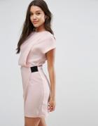 Asos Drape Front Mini Dress With Elastic Detail - Pink