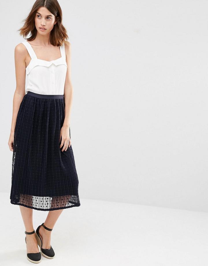 Warehouse Spot Mesh Skirt - Navy
