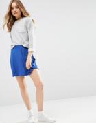 Asos Mini Skater Skirt With Elastic Waist Detail - Blue