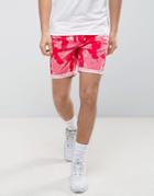 Asos Slim Shorter Chino Shorts With Pink Camo Print - Pink