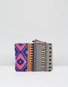 Asos Beach Geo-tribal Fabric Weave Clutch Bag - Multi