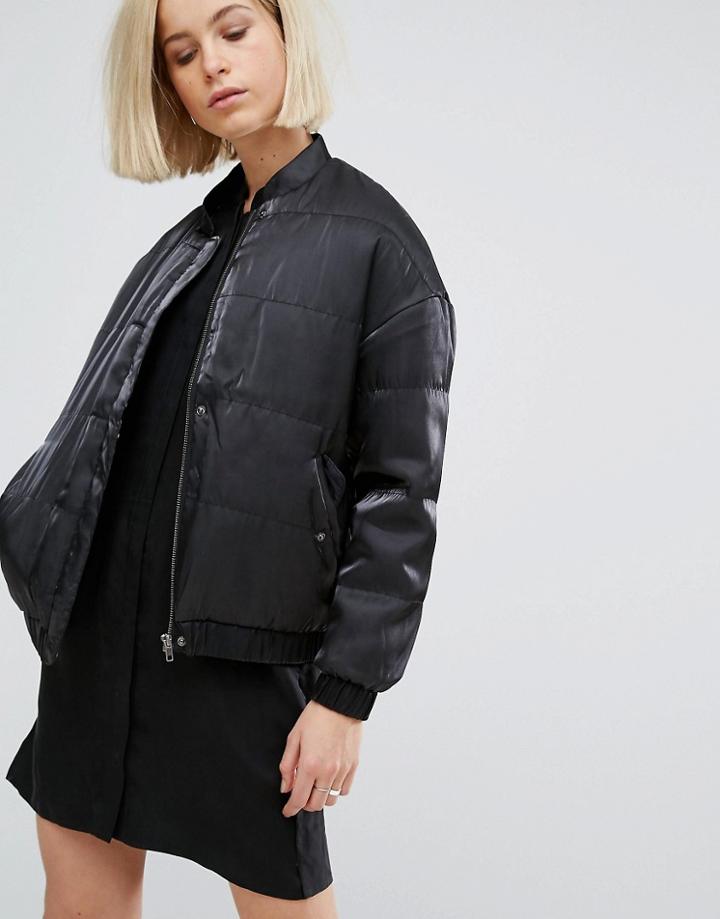 Moss Copenhagen Satin Bomber Jacket - Black