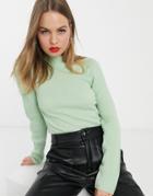 Vila Ribbed Funnel Neck Sweater-green