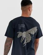 A London Camo Wasp Back Print T-shirt In Oversized Fit-black