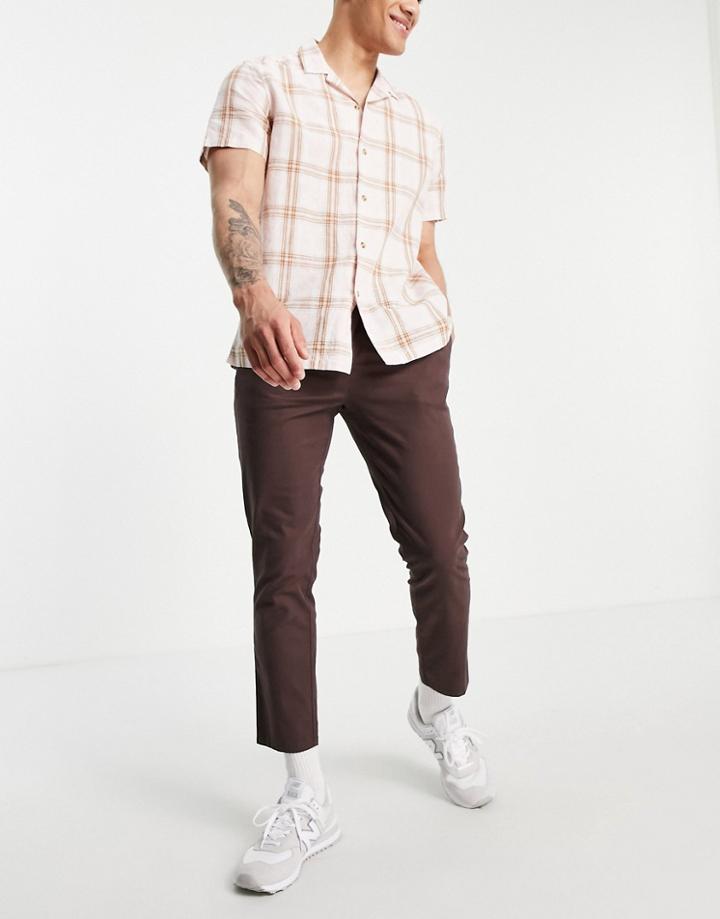 Asos Design Cigarette Fit Chinos In Dark Brown