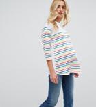 Asos Maternity Top In Rainbow Stripe With Contrast Yoke - Multi