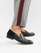 Zign Slipper Loafers In Black Leather And Suede - Black