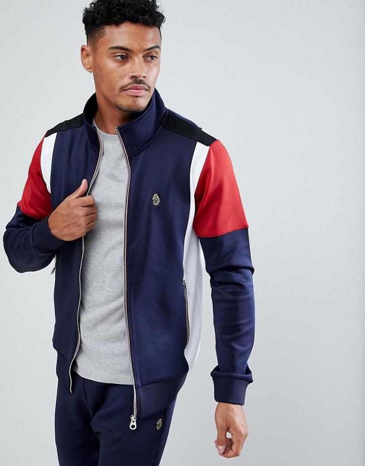 Luke Sport Thorpe Track Jacket In Navy Mix - Navy