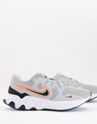 Nike Running Renew Ride 2 Sneakers In Gray And Orange-grey