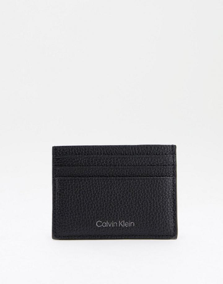 Calvin Klein Cardholder With Texture In Black
