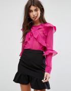 Fashion Union Blouse With Ruffle Layers In Sheer Fabric - Pink