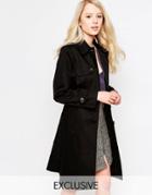 Helene Berman Single Breasted Classic Trench In Black - Black