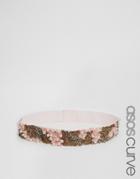 Asos Curve Co-ord Pearl And Bead Embellished Waist Belt - Pink