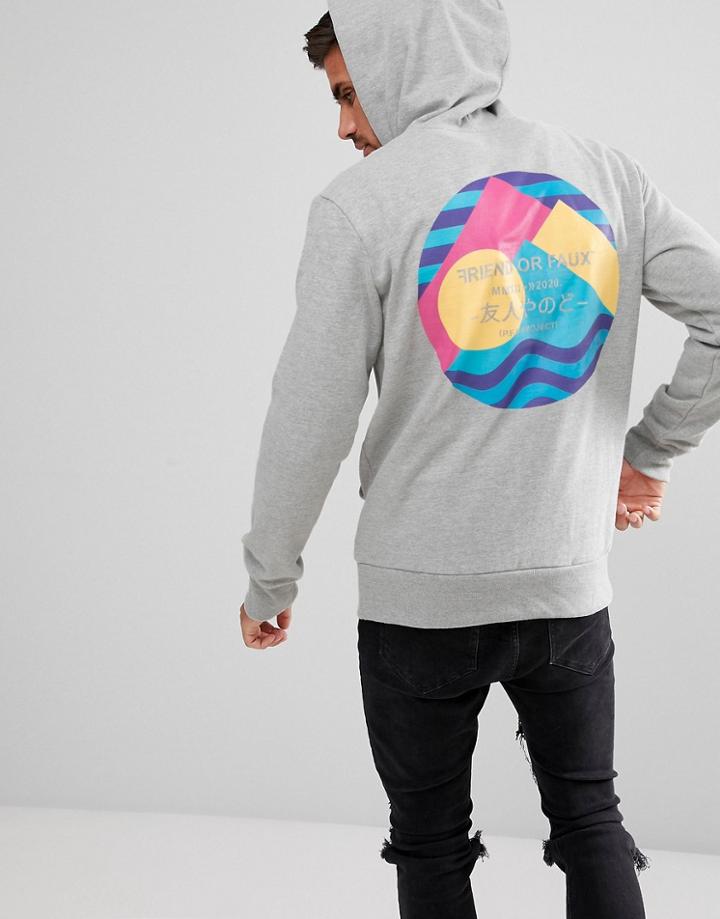 Friend Or Faux Sanko Back Print Hoodie - Gray