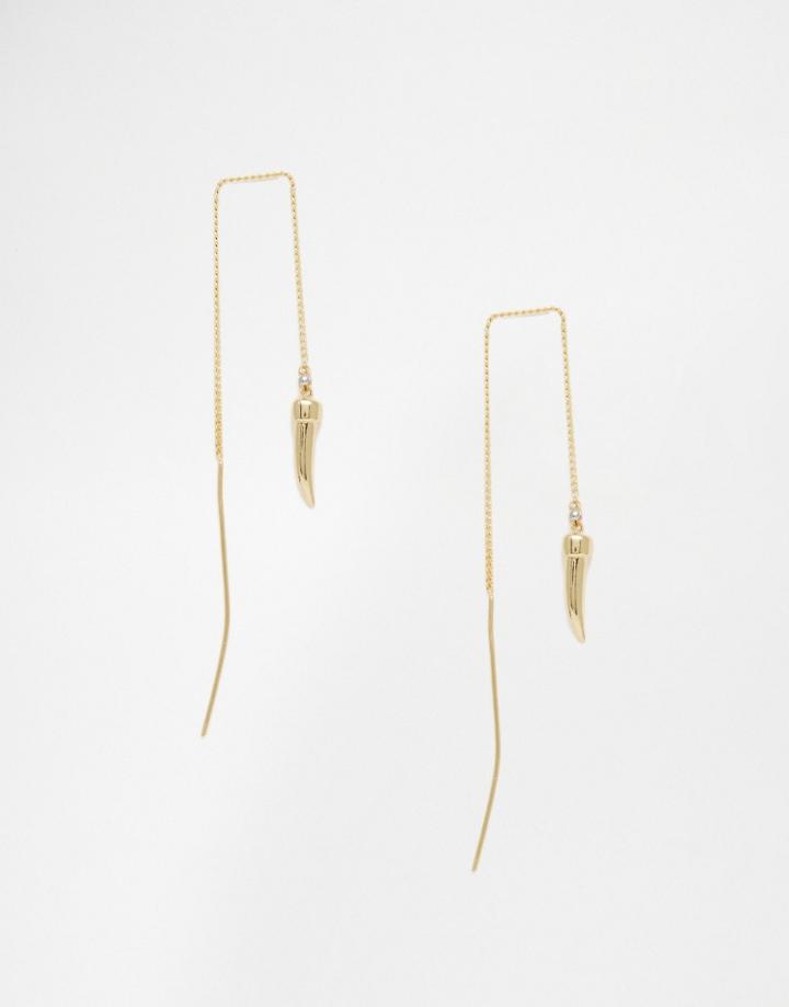 Orelia Tusk Thread Thru Earrings - Pale Gold
