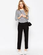 Asos Ankle Grazer Cigarette Pants In Crepe - Black